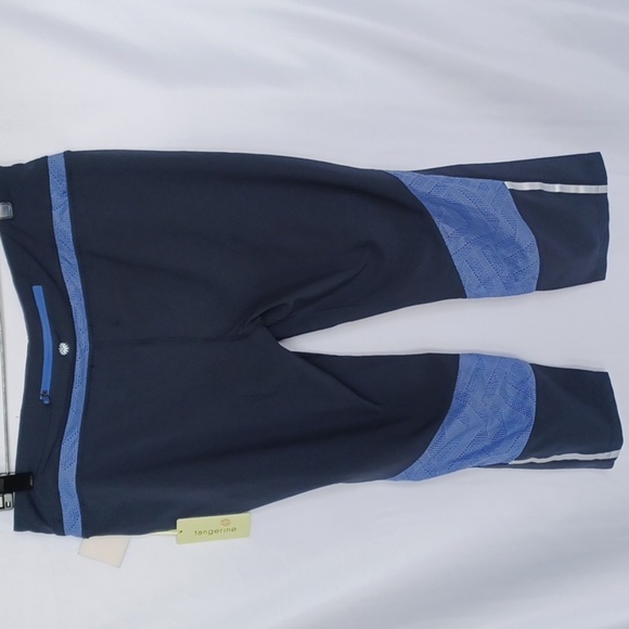 Tangerine Womens Capri Leggings Pants Gray Blue Color Block Stretch Mesh L - Picture 4 of 8